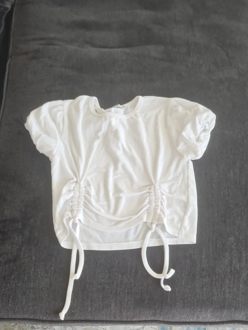 T2 Love Kids White Short Sleeve Ruched Tee